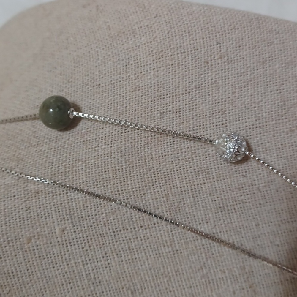 Jade of Yesteryear Jade and Silver Necklace NEW - Picture 3 of 11